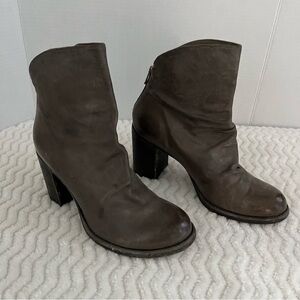officine creative Brown Leather Distressed Ankle Heel Boots Sz 39.5 (9.5 US)